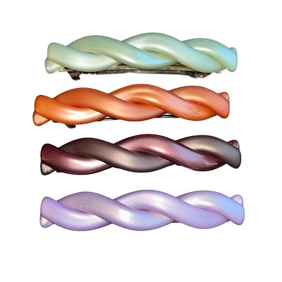 4 VTG HAIR BARRETTE MADE IN FRANCE twist BRAIDED - Picture 1 of 4